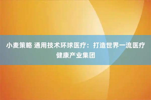 小麦策略 通用技术环球医疗：打造世界一流医疗健康产业集团