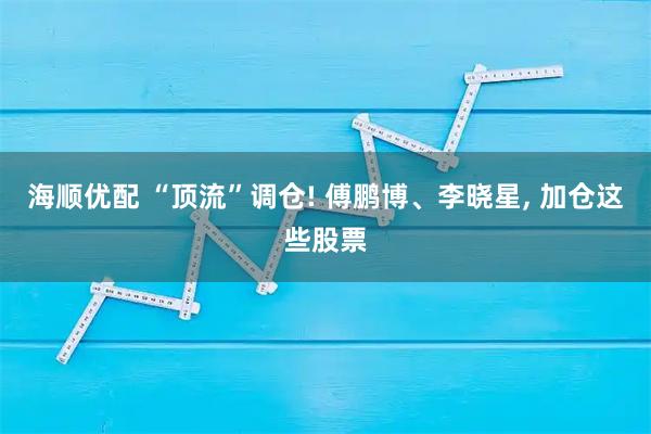 海顺优配 “顶流”调仓! 傅鹏博、李晓星, 加仓这些股票